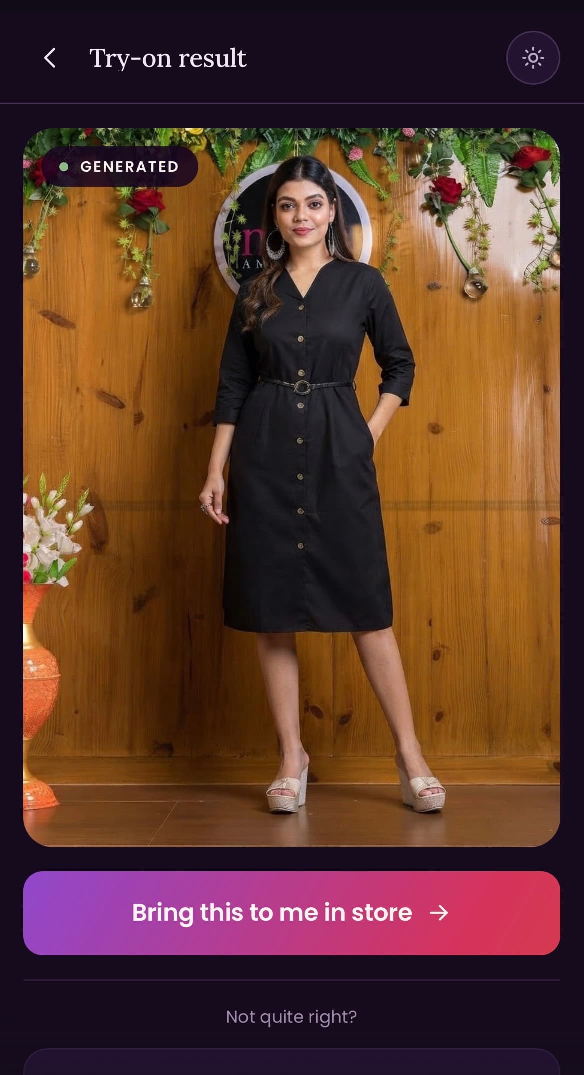 A Mirraa virtual try-on result